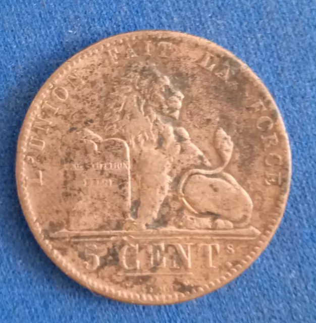 2/07/01) Belgique, 5 Cents, 1848 Cuivre.  "LEOPOLD Ier" belle pièce