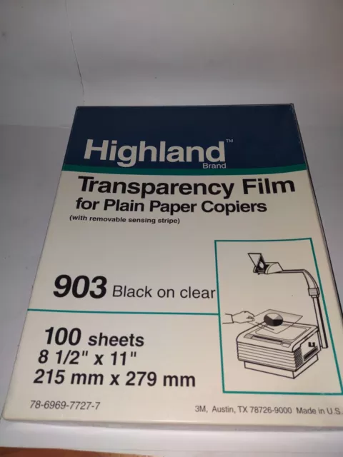 Highland 903 Transparency Film for Copiers Removable Stripe 100 Sheets