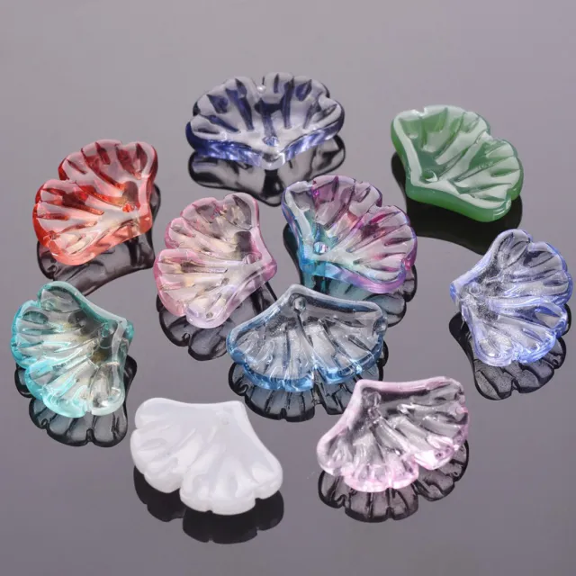 10 Stück 20x15mm Ginkgo Blatt Blütenblatt Lampwork Glas Lose Anhänger Perlen