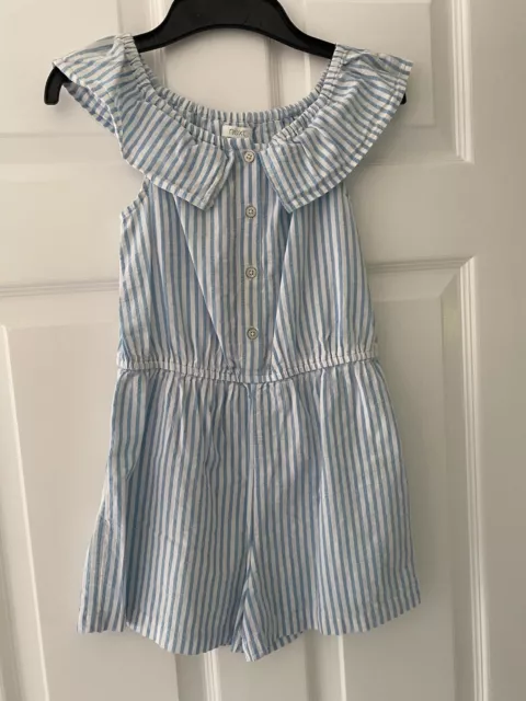 Girls Blue/White Striped Playsuit - Age 7 - NEXT