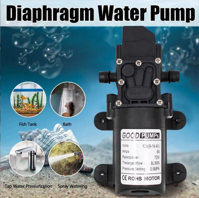 12V DC Self Priming Water Pressure Pump, Diaphragm Pump for Caravan/RV/Marine
