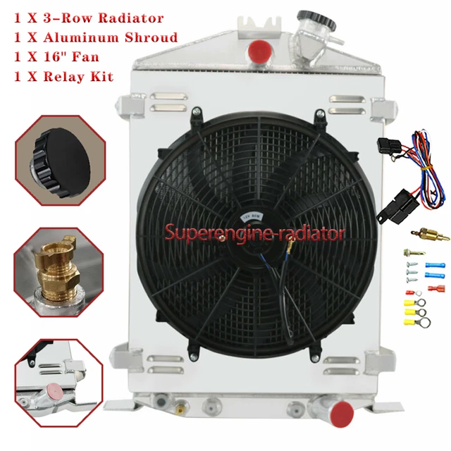 3 Row Radiator Shroud Fan For 1932 Ford Hi Boy, Street Rod, Rat Rod Motor Chevy
