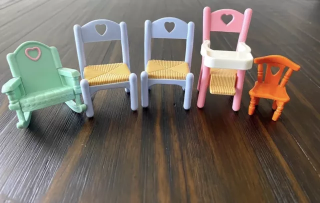 Vintage Fisher Price Loving Family Dollhouse  Chairs Lot 5