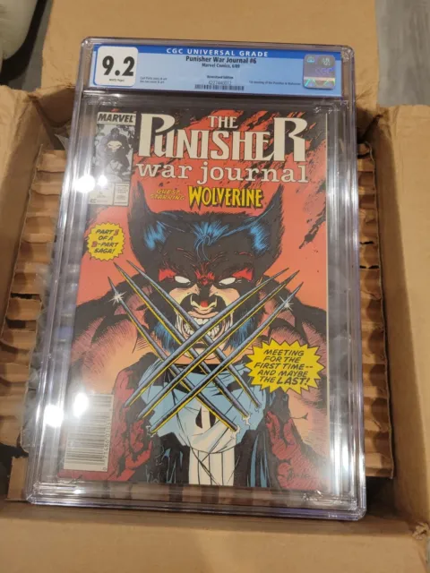 PUNISHER WAR JOURNAL 6 CGC 9.2 Newsstand Wolverine vs Punisher Jim Marvel Comics