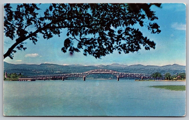 Lake Champlain Bridge From Chimney Point Crown Point NY New York Postcard UNP