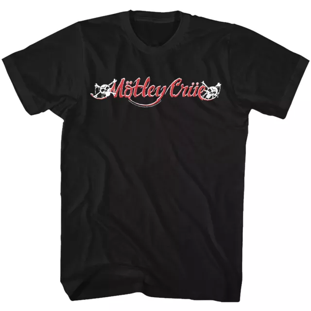 Motley Crue Red and White Logo Adult Black Tee Shirt