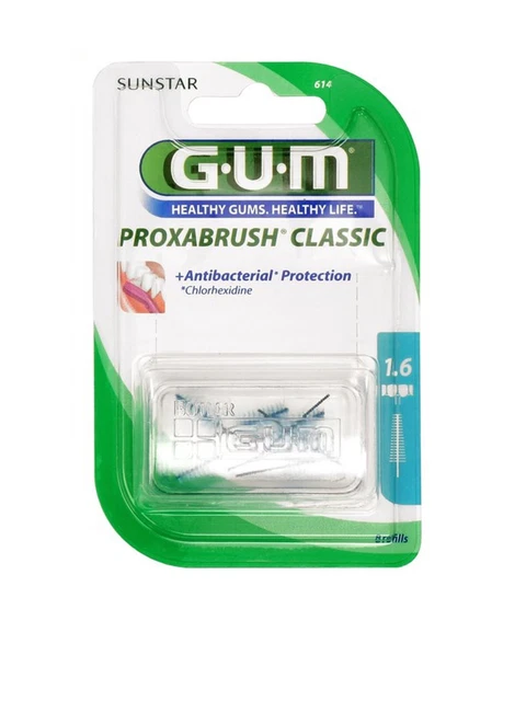 Gum Proxabrush Classic 1,6 mm turchese - abete 8 pezzi supporto spazzolini interdentali