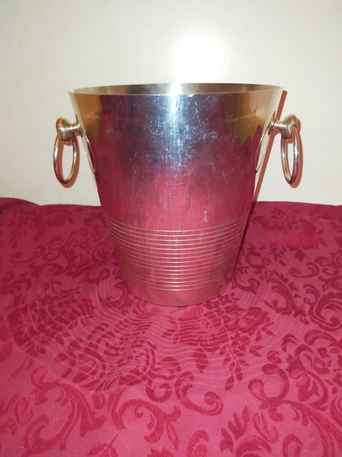 Seau à Glace Saint-Médard 2 Anses – Métal Argenté, Hauteur 23,5 Cm, De Table, Bel état