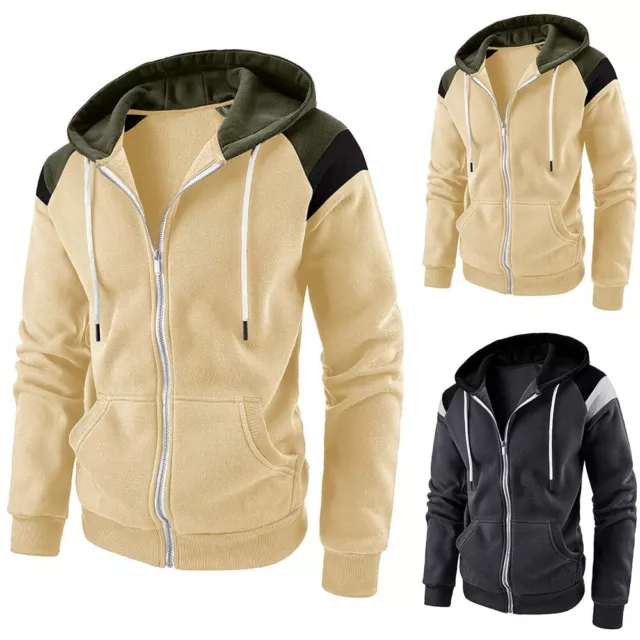 Mens Athletic Warm Soft Sherpa Lined Fleece Zip Up Sweater Jacket Hoodie Pockets