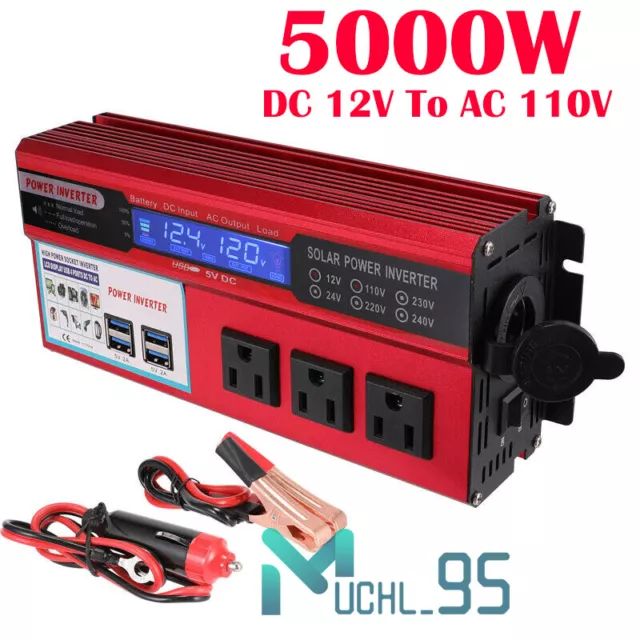 Inversor de corriente 12 V a 110 V inversor de potencia automóvil para vehículos camión uso doméstico 3