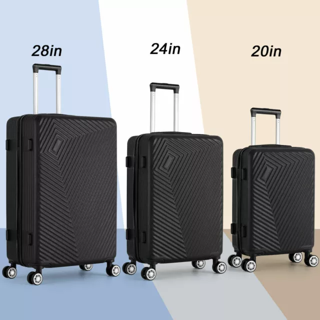 3PCS Luggage Suitcase Spinner Hardshell Lightweight Spinner TSA Lock 20/24/28"