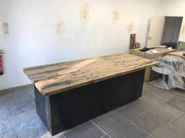 RUSTIC SOLID OAK  TABLE TOP/side board  made from RECLAIMED railway sleepers
