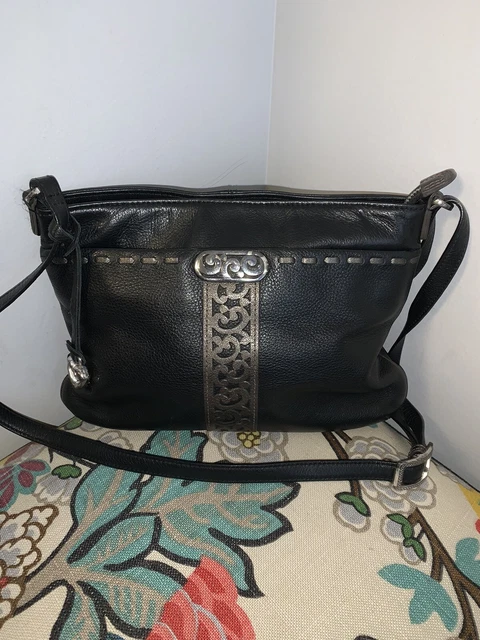 BRIGHTON Contempo Black Leather Crossbody Handbag Purse Nice!