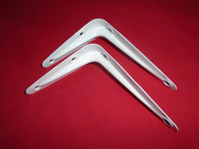 2pc New steel shelf brackets 100 x 75mm, White, for Garden, Garage DIY