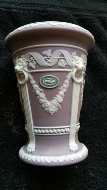 Antique Wedgwood Tri-Color Lilac Jasperware Monopodia Vase Lion Head Green Came