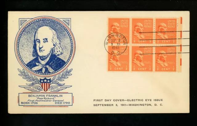 US FDC #803 EE M-58 Variety WSE 1941 DC 1/2c Franklin Prexy Prexie Electric Eye