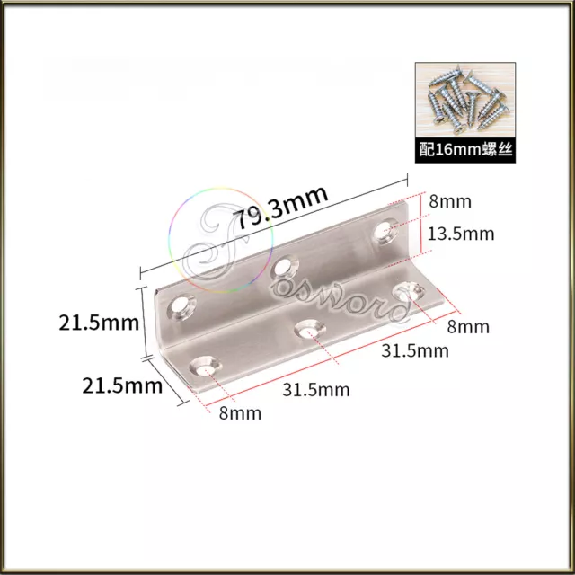 Stainless Steel L Shaped Right Angle Corner Bracket Fixed Reinforced Board 2 Mm