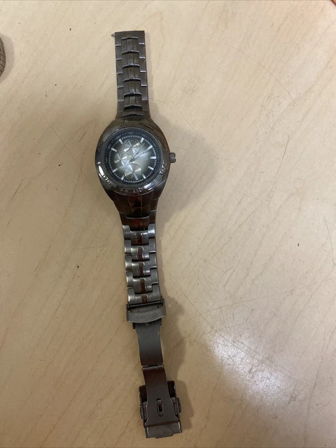 Vtg ARMITRON heavy stainless STEEL MENS WATCH, 20/4479DG 6P27 FOR PARTS