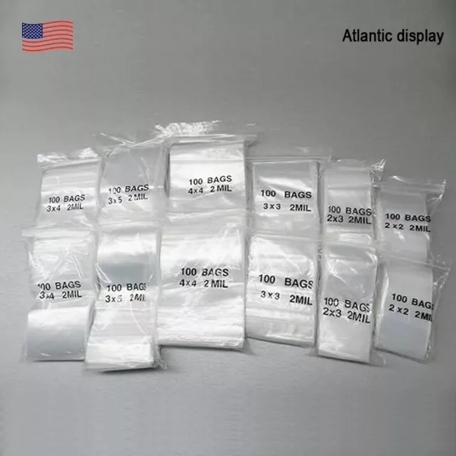 Clear Zip Seal Plastic Bags Jewelry Zipper Top Lock Reclosable Baggies 2ML