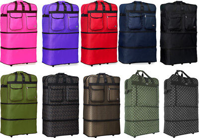 30"/36"/40" Expandable Rolling Duffel Bag Wheeled Spinner Suitcase Luggage