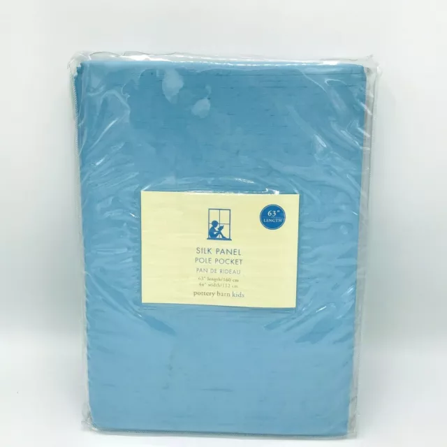 New Pottery Barn Silk Panel Pole Pocket Top Blackout Periwinkle Blue Curtain
