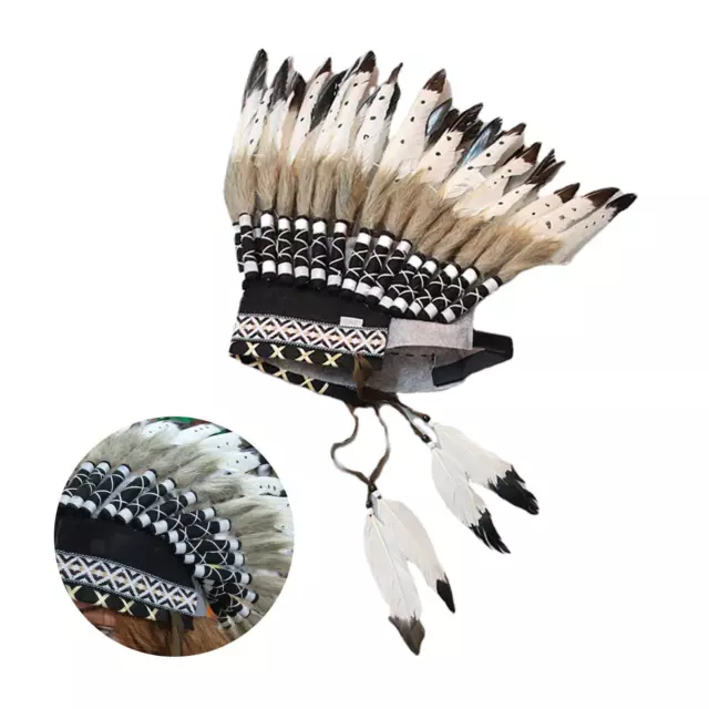 Chef Indien Chapeau Plume Coiffe Costume pour Halloween Cosplay Déguisement