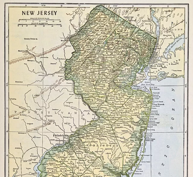 1953 NEW JERSEY Map Elizabeth Egg Harbor Sussex Cape May Woodbridge Howell