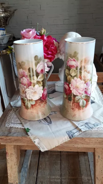 Sublime paire de vase décor floral en faience signé B & Cie BERNARDAUD LIMOGES ?