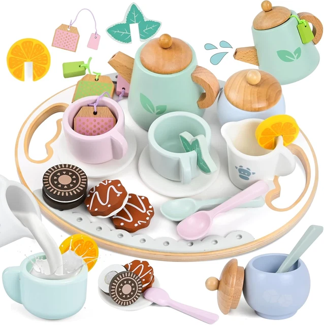 Set Da Tè In Legno Per Bambini BBWELL - Gioco Di Imitazione Cucina 3+ Anni