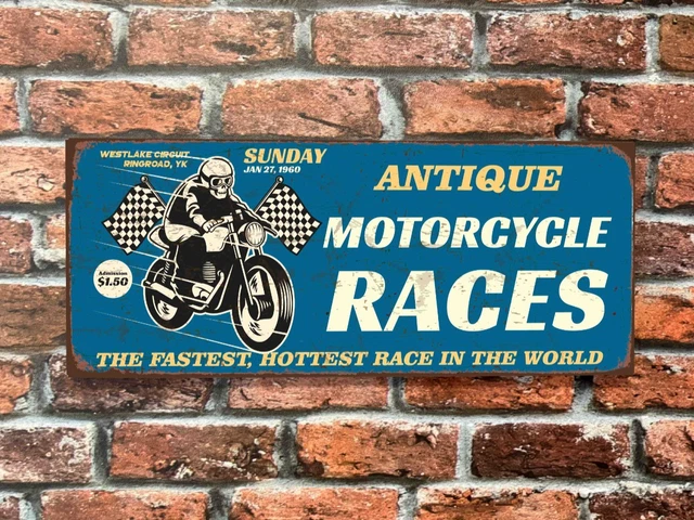 Plaque En Tôle Café Racer 30x20 Cm - Décoration Murale Moto Vintage Pour Garage Ou Atelier