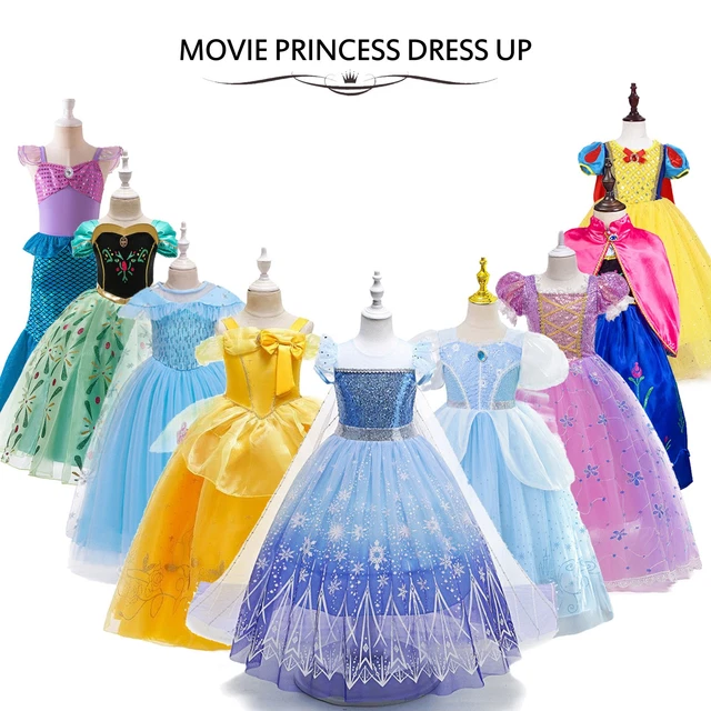 GIRLS CINDERELLA RAPUNZEL Frozen Elsa Anna Dress Up Party Costume Birthday  Gift 13.32 - PicClick UK