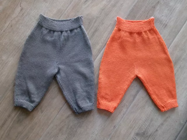 pantalon tricoté bébé naissance laine Phildar vintage, prix vente à l'unité