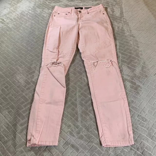 Aeropostale Womens 6 Denim Jeans Light Pink Skinny Ankle Distressed High Rise