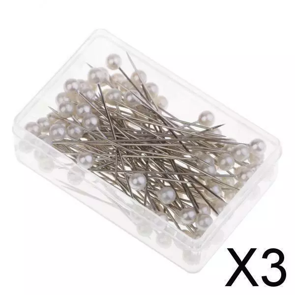 3X 100pcs aiguilles rondes d'épingles de tête de perle pour l'outil de