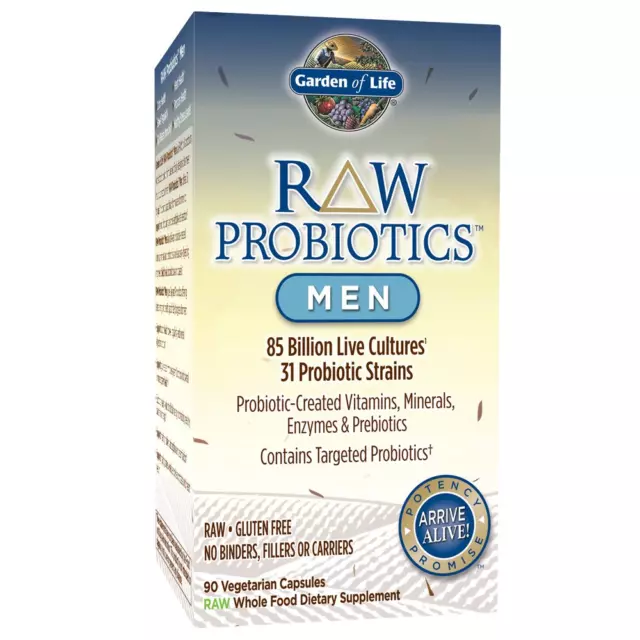 Raw Probiotics Men Billion Cfu 90 Veg Capsules Digestive Support Colon Health