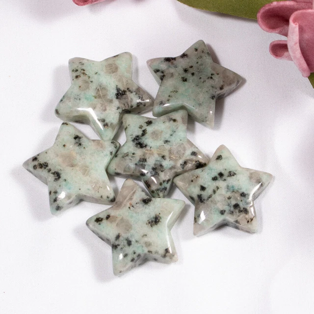 20pcs Natural Lotus Jasper Stone Healing Star Gemstone for Home Decor 25x6mm