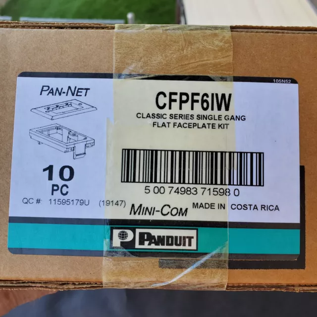 Panduit Pan-Net CFPF6IW Mini Com Single Gang Flat Faceplate Kit Box of 10.