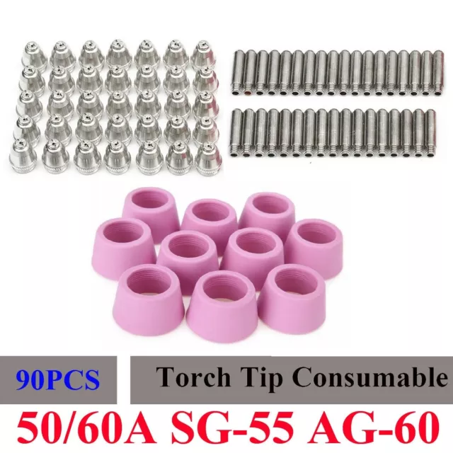 90Pcs SG-55,WSD-60 plasma torch consumables kits,electrode,nozzle tip,shield cup