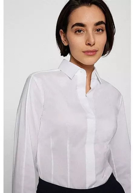 BOSS HUGO BOSS NWT Bashina6 size 8 stretch blouse White orig $195