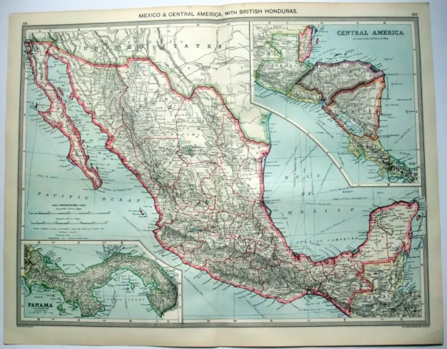 Mexico - Original Map c1906 by G Philip & Son. Antique
