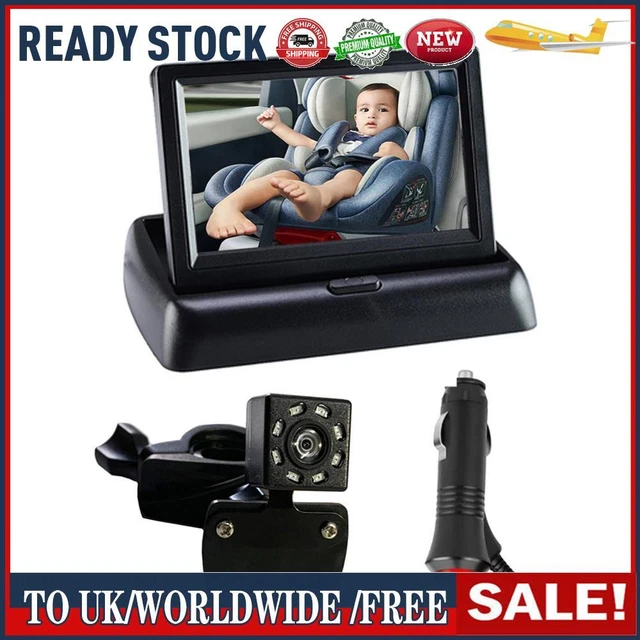 Telecamera seggiolino auto visione notturna LED baby monitor con schermo pieghevole da 4,3 pollici