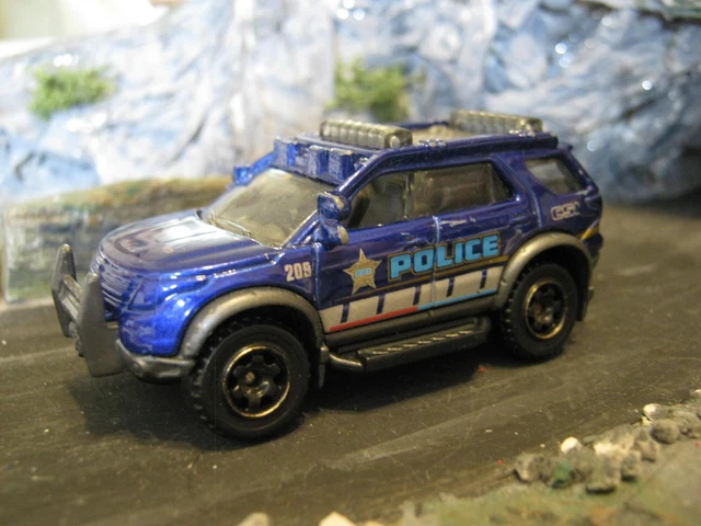 Voiture Miniature Matchbox Superfast Ford Explorer Police - Bleue, Modèle 2016, Carte Courte - Jouet Collection
