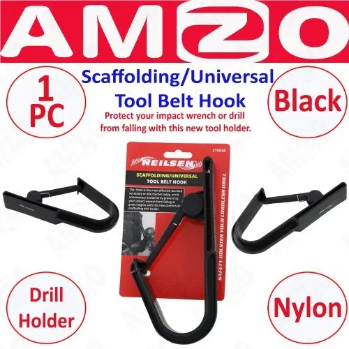 Neilsen Nylon Scaffolding/Universal Tool Belt Hook Cordless Drill Black - CT5548