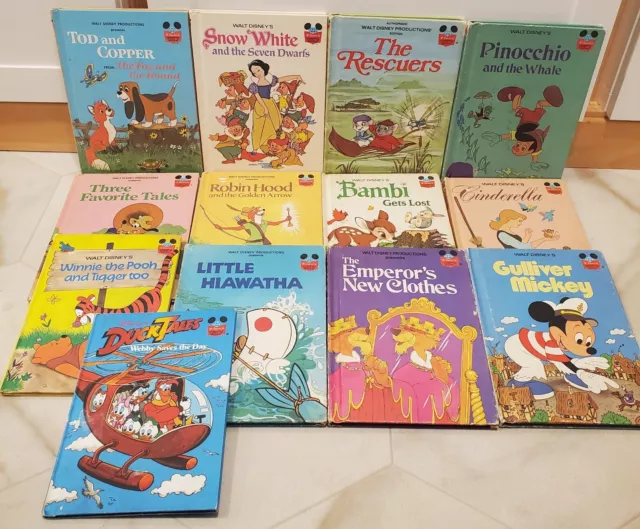 Vintage Hardcover Disney Wonderful World of Reading 1970s-1980s Book Lot of 13