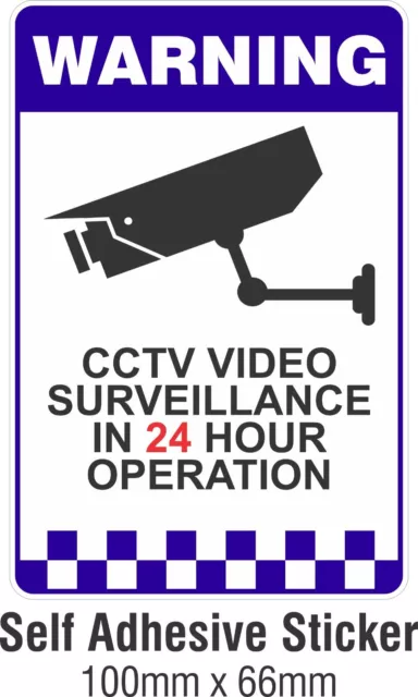 Warning CCTV Security Surveillance Camera Decal Sticker Sign 66mmx100mm