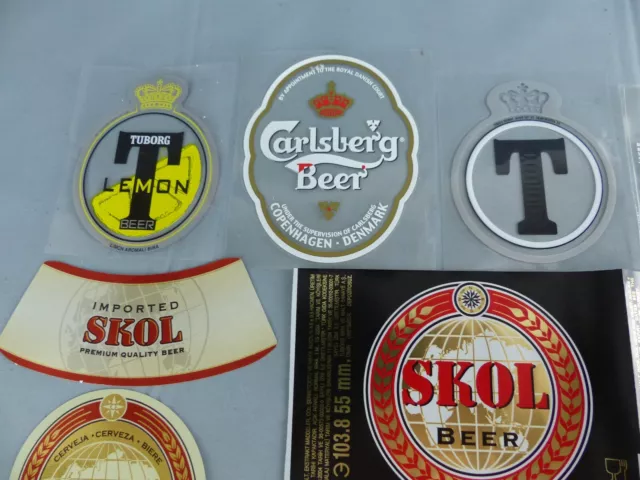 Lot de 14 étiquettes BEER LABEL Bieretiketten TUBORG SKOL autocollants C 2