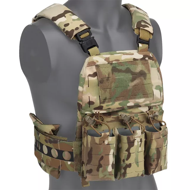 KRYDEX FCS Gilet Tactique Low Profile - Bretelles Plaque MOLLE Airsoft Paintball, Protection Poitrine Réglable