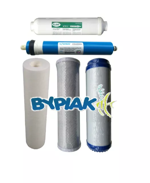 5 Stage Reverse Osmosis Replacement Set RO Pre & Post Filters + 75GPD Membrane