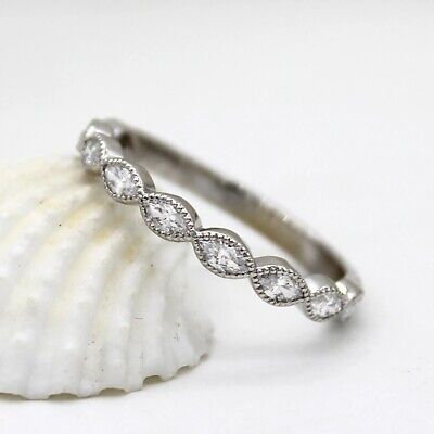 Half Eternity Natural Marquise Diamond Stackable Band 14Kt Solid W Meaniful Gift