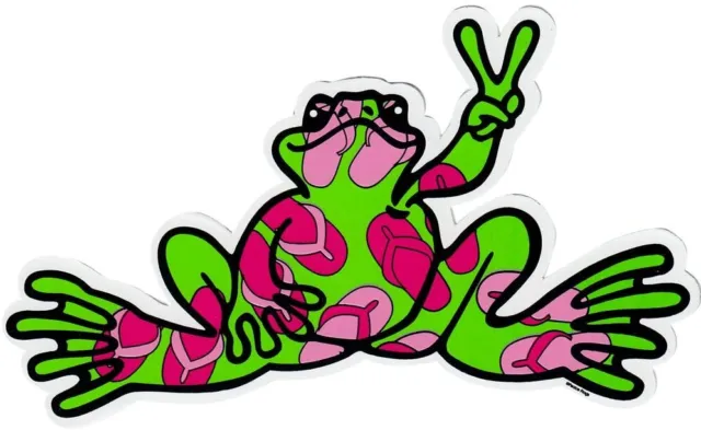 NEW Peace Frogs Decal Sticker Flip Flop Frog 6" x 3" High Quality Vinyl